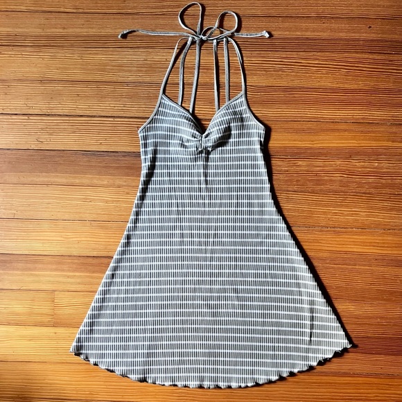 Abercrombie & Fitch Dresses & Skirts - Abercrombie & Fitch Ribbed Strappy Back Striped Mini Dress Sage/White Sz XS